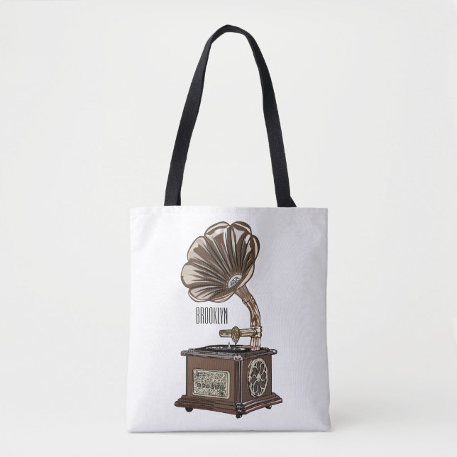 Bolsa Tote Ilustração de desenho animado girável (Frente)