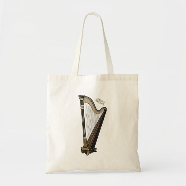 Bolsa Tote Ilustração de desenho animado Harp (Frente)
