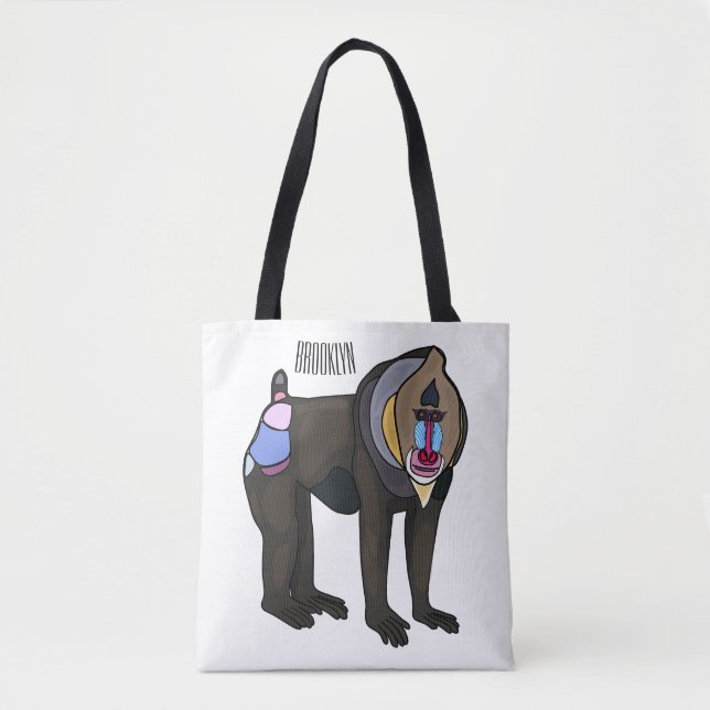 Bolsa Tote Ilustração de desenho animado Mandrill (Frente)