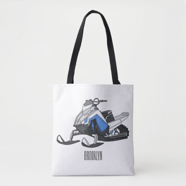 Bolsa Tote Ilustração de desenho animado Snowmobile (Frente)