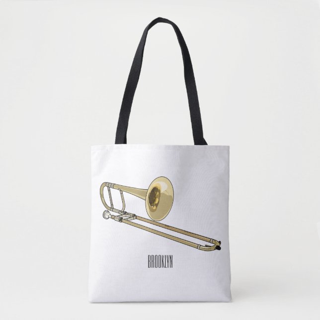 Bolsa Tote Ilustração de desenho animado Trombone (Frente)