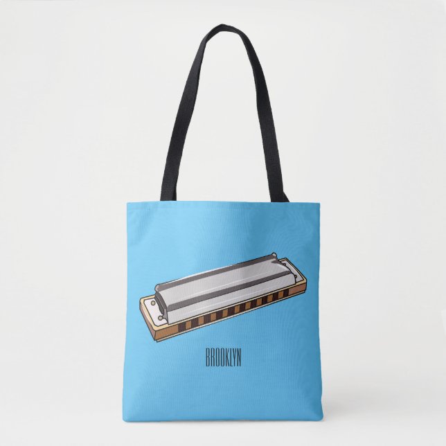 Bolsa Tote Ilustração de desenho da Harmonica (Frente)