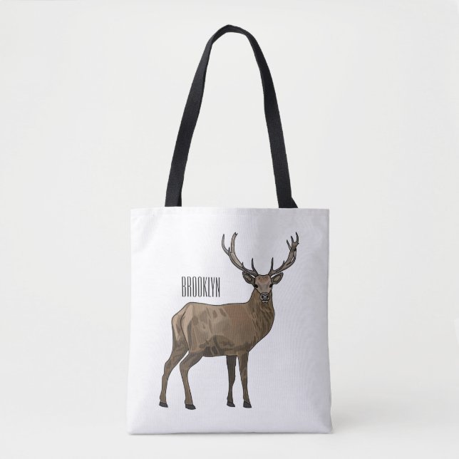 Bolsa Tote Ilustração de desenho de cervo (Frente)
