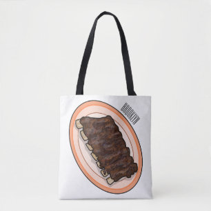 Bolsa Tote Ilustração de desenho de costelas curtas
