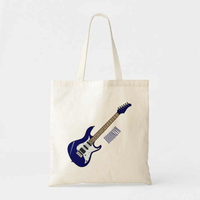 Bolsa Tote Ilustração de desenho de guitarra elétrica (Frente)