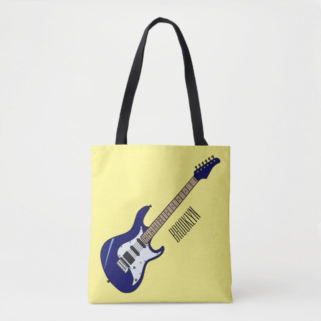 Bolsa Tote Ilustração de desenho de guitarra elétrica (Frente)