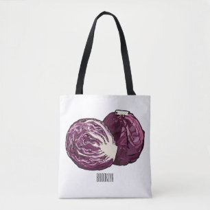 Bolsa Tote Ilustração de desenho de repolho vermelho