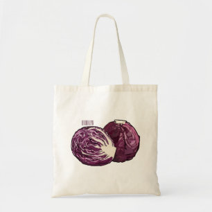 Bolsa Tote Ilustração de desenho de repolho vermelho