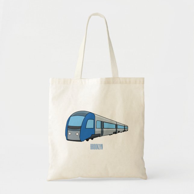 Bolsa Tote Ilustração de desenho do comboio elétrico (Frente)