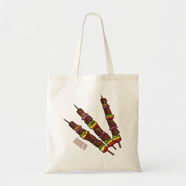Bolsa Tote Ilustração de desenho do Kebab ou kabob (Frente)