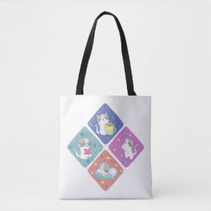 Bolsa Tote Ilustração de Dia de Ocupação de Gatinho Bonito