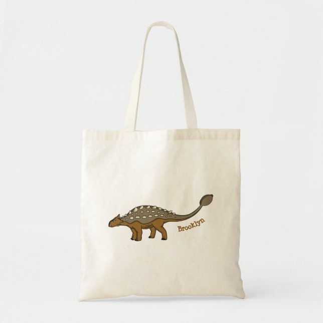 Bolsa Tote Ilustração de dinossauro blindado Ankylosaurus (Frente)