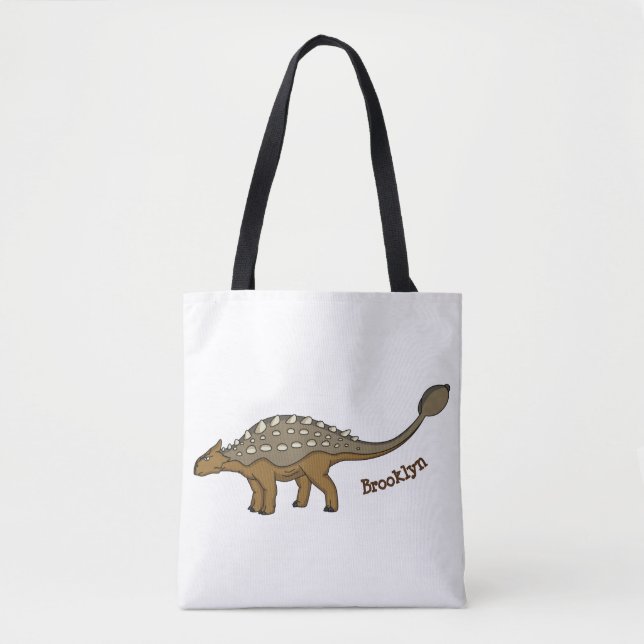 Bolsa Tote Ilustração de dinossauro blindado Ankylosaurus (Frente)