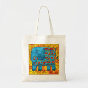 Bolsa Tote Ilustração de Elefante com Padrões em Aquarela