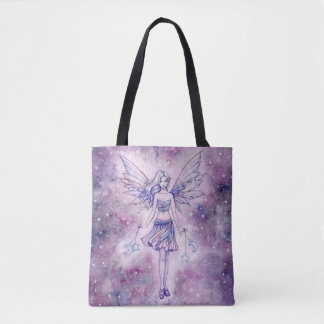Bolsa Tote Ilustração de Fantasia da Fada Roxa Astralina Fofa