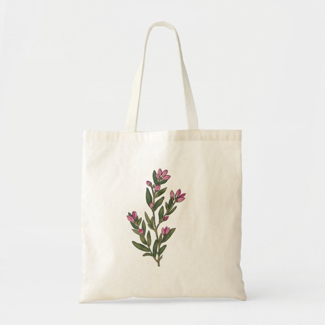 Bolsa Tote Ilustração de Flores Selvagens Desenroladas à Mão (Frente)