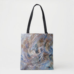 Bolsa Tote Ilustração de Fluxo de Cinza Azul