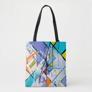 Bolsa Tote ilustração de fundo abstrato, com traços, sp