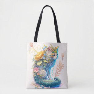 Bolsa Tote Ilustração de Gatinho Majestoso e Fofo