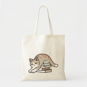 Bolsa Tote Ilustração de Gato do Livro ao Longo - Enrolada e