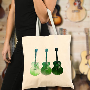 Bolsa Tote Ilustração de guitarras acústicas verde