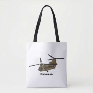 Bolsa Tote Ilustração de helicóptero militar Chinook