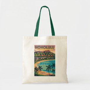 Bolsa Tote Ilustração de Honolulu Havaí Viagem Arte Vintage