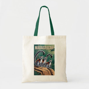 Bolsa Tote Ilustração de Lêmures de Madagascar Arte de Viagem