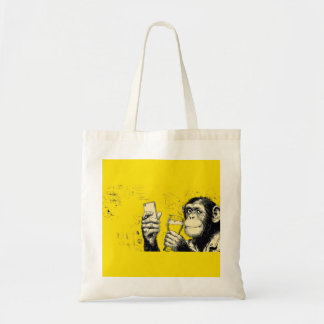 Bolsa Tote Ilustração de Macaco Engraçado Tirando Selfie – Ch