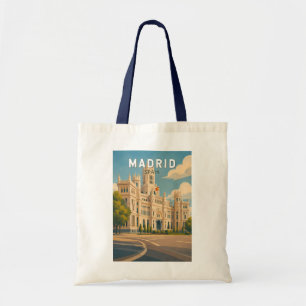 Bolsa Tote Ilustração de Madrid Espanha Viagem Arte Vintage