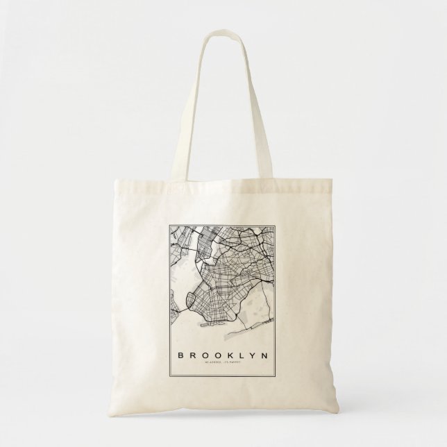 Bolsa Tote Ilustração de Mapa do Brooklyn (Frente)