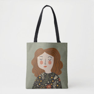 Bolsa Tote Ilustração de menina florista