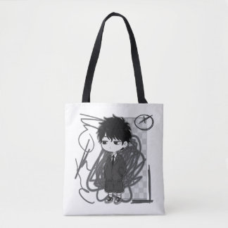 Bolsa Tote Ilustração de menino chibi de terno relacionado ao
