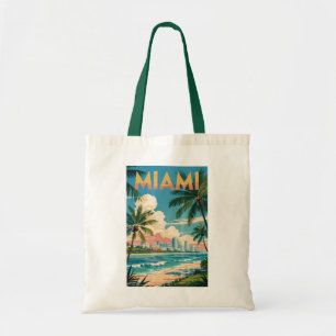Bolsa Tote Ilustração de Miami Flórida Viagem Arte Vintage