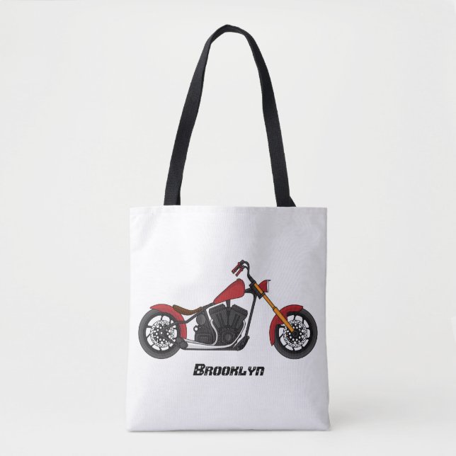 Bolsa Tote Ilustração de moto estilo Chopper (Frente)