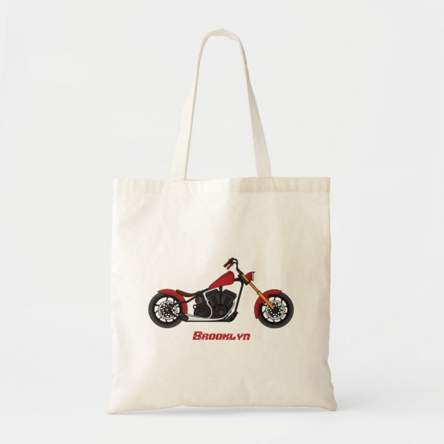 Bolsa Tote Ilustração de moto estilo Chopper (Frente)