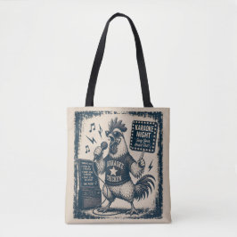 Bolsa Tote Ilustração de Música Vintage de Galo Cantando Dive