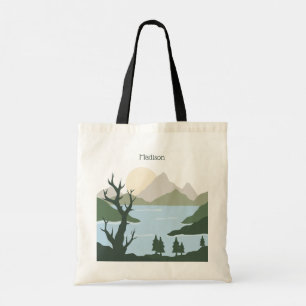 Bolsa Tote Ilustração de Natureza de Nome Personalizado
