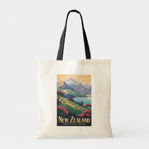 Bolsa Tote Ilustração de ovelha vintage da Nova Zelândia Viag