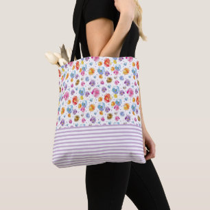 Bolsa Tote Ilustração de Padrão Floral de Cor de Água do 