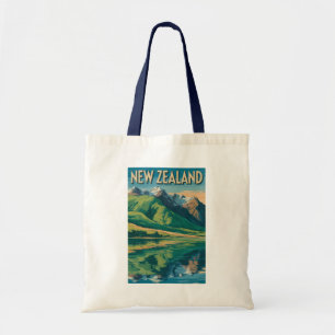 Bolsa Tote Ilustração de Paisagem da Nova Zelândia Viagem Art