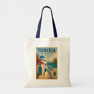 Bolsa Tote Ilustração de Paisagem da Tunísia Arte de Viagem V