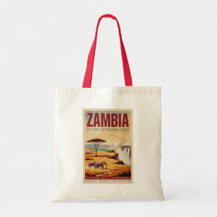 Bolsa Tote Ilustração de paisagem da Zâmbia Arte de viagem vi