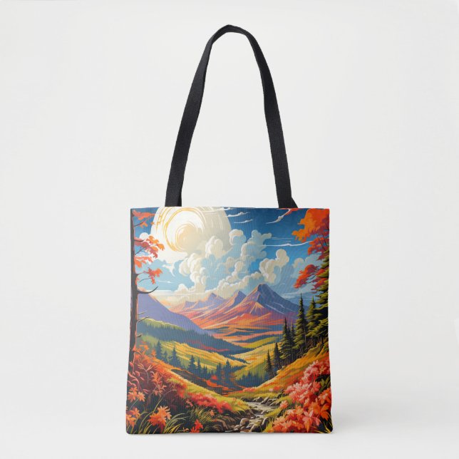 Bolsa Tote Ilustração de Paisagem de Paisagem de Paisagem de  (Frente)