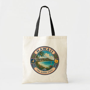 Bolsa Tote Ilustração de Paisagem do Havaí Arte de Viagem Bad