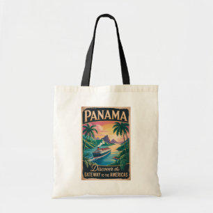 Bolsa Tote Ilustração de Paisagem do Panamá Arte de Viagem Vi