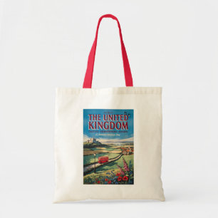 Bolsa Tote Ilustração de Paisagem do Reino Unido Viagem Arte