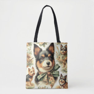 Bolsa Tote Ilustração de pintura Terrier australiana Vintage