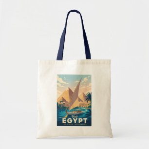 Bolsa Tote Ilustração de Pirâmide do Egito Arte de Viagem Vin