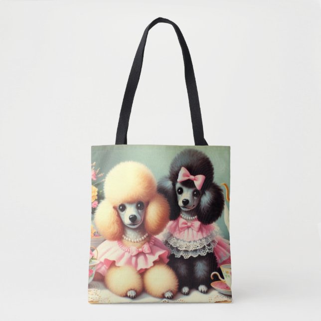 Bolsa Tote Ilustração de Poodle em Cute (Frente)
